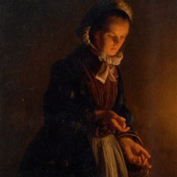 A servant girl by candle light